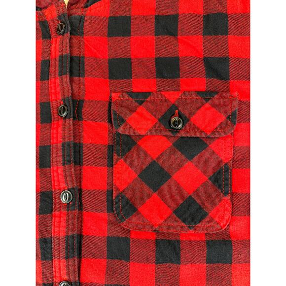 Boston Traders Flannel Sherpa Lined Hooded Red/Black Mens LG - Picture 2 of 9